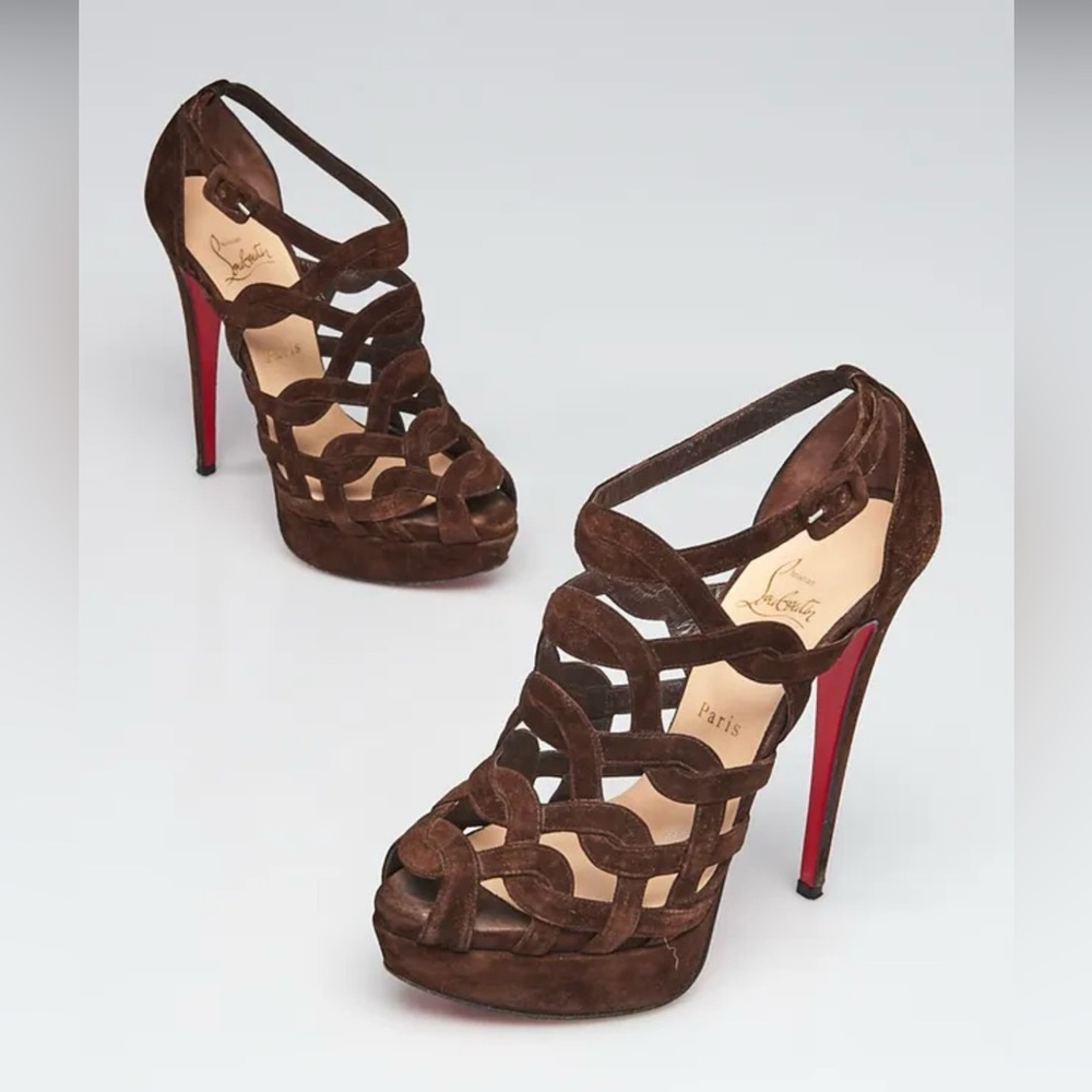 Christian Louboutin Brown Suede Heels